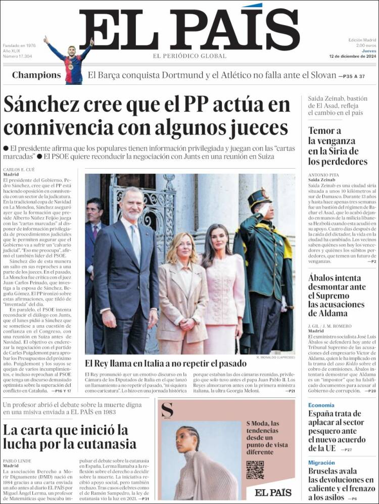 Portada de El País (Spain)