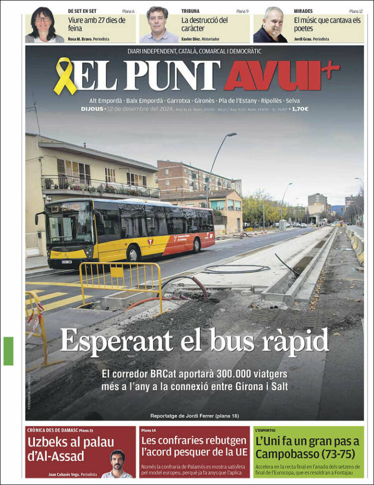 Portada de El Punt Avui - Girona (Spain)