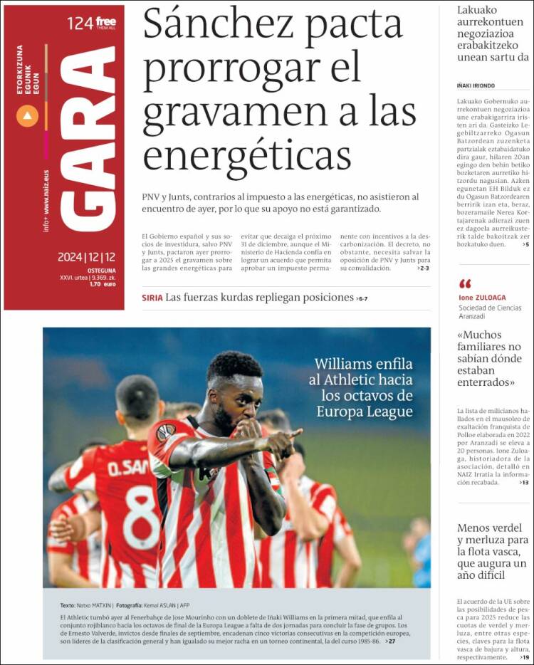 Portada de Gara (Spain)