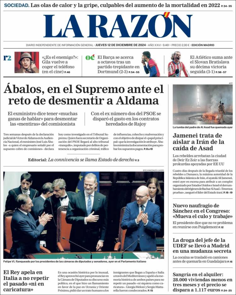 Portada de La Razón (Spain)