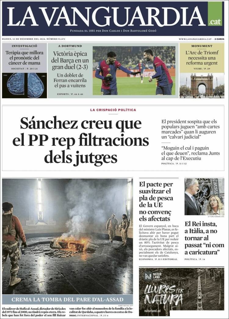 Portada de La Vanguardia (España)