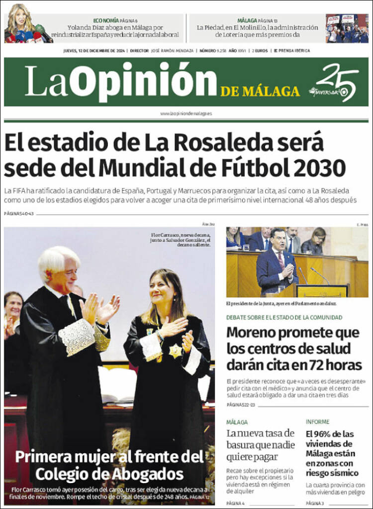Portada de La Opinión de Málaga (Spain)
