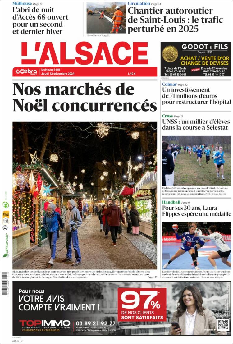 Portada de Journal L'Alsace (France)