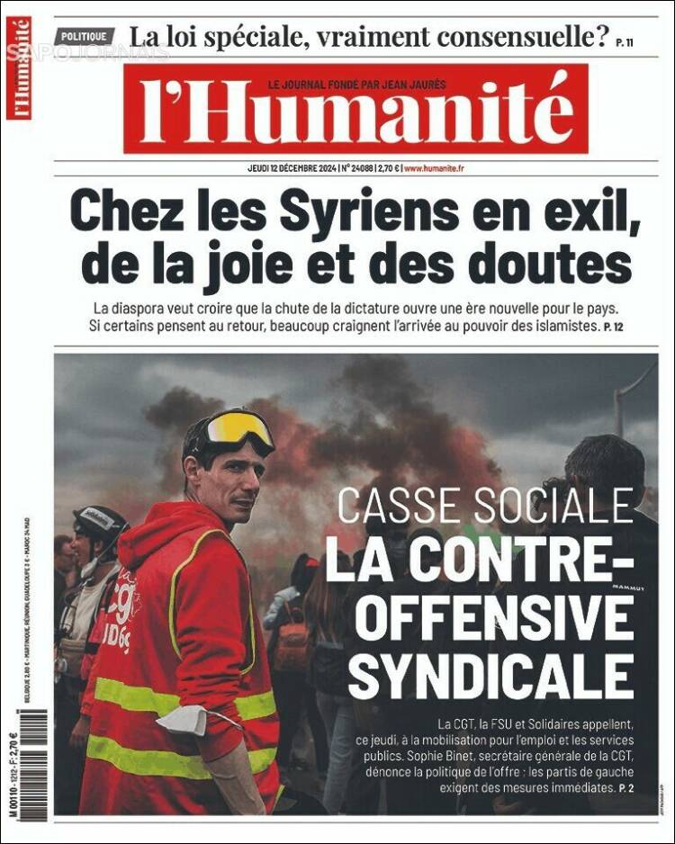 Portada de l'Humanite (France)