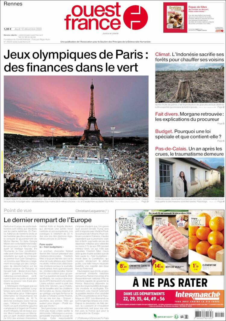 Portada de Ouest France (France)