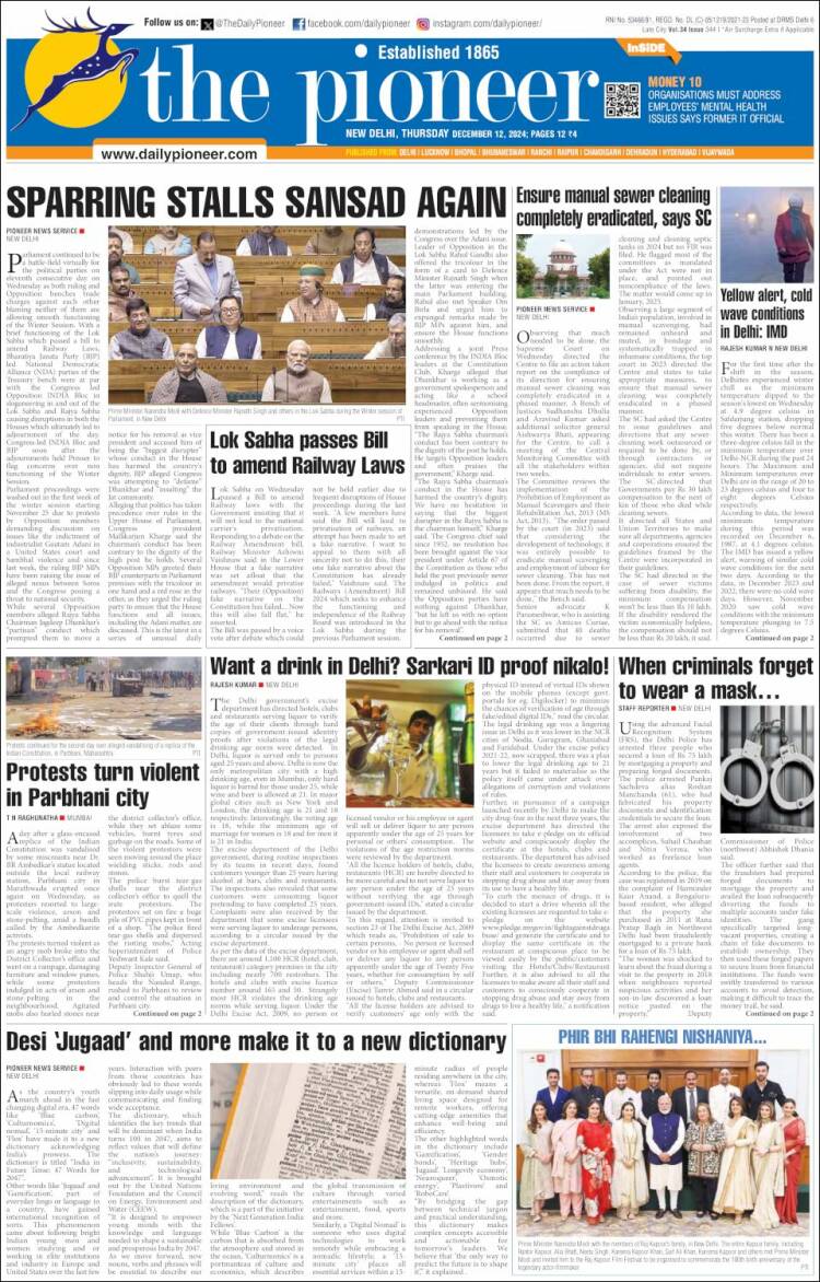 Portada de The Pioneer (India)