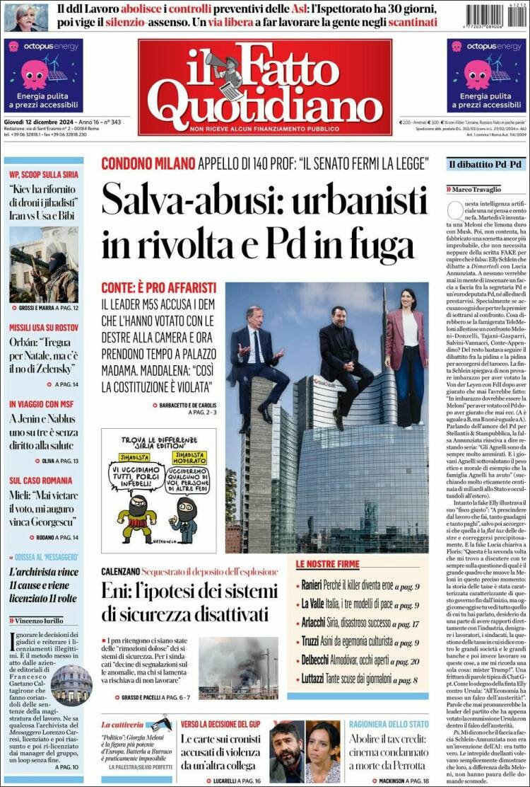 Portada de Il Fatto Quotidiano (Italy)