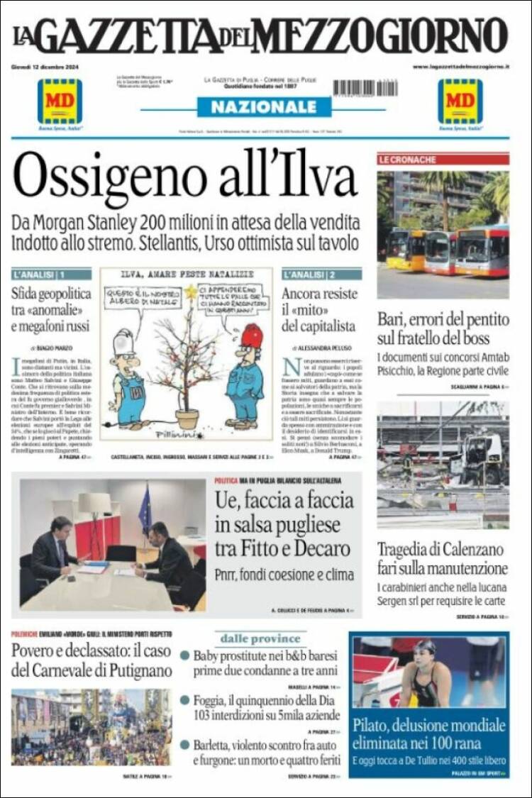 Portada de La Gazzetta del Mezzogiorno (Italy)