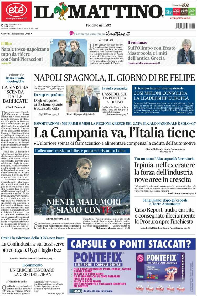 Portada de Il Mattino (Italy)