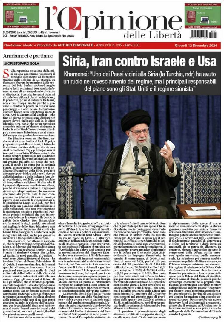 Portada de L'Opinione  delle Libertà (Italy)