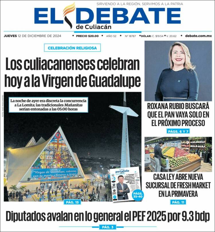 Portada de El Debate de Culiacán (Mexico)