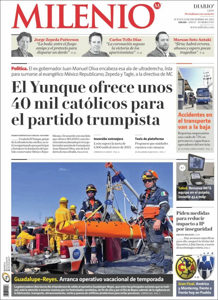 Portada de Milenio de León (Mexico)