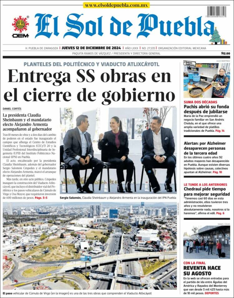 Portada de El Sol de Puebla (Mexico)