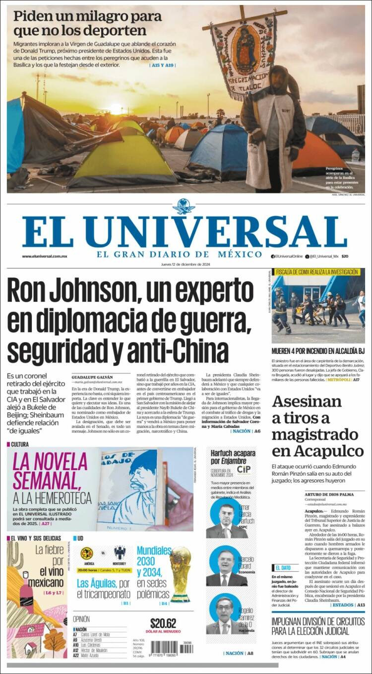 Portada de El Universal (Mexico)