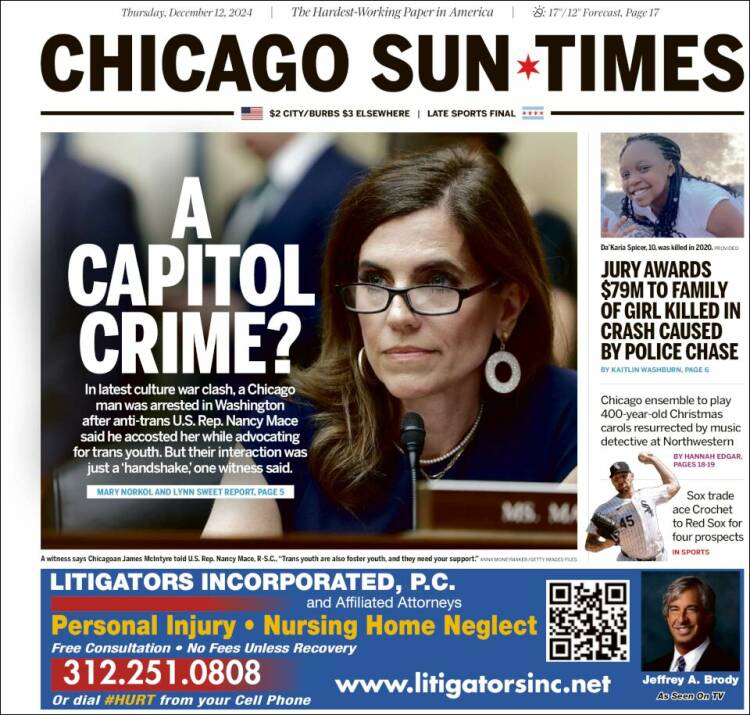 Portada de Chicago Sun-Times (USA)