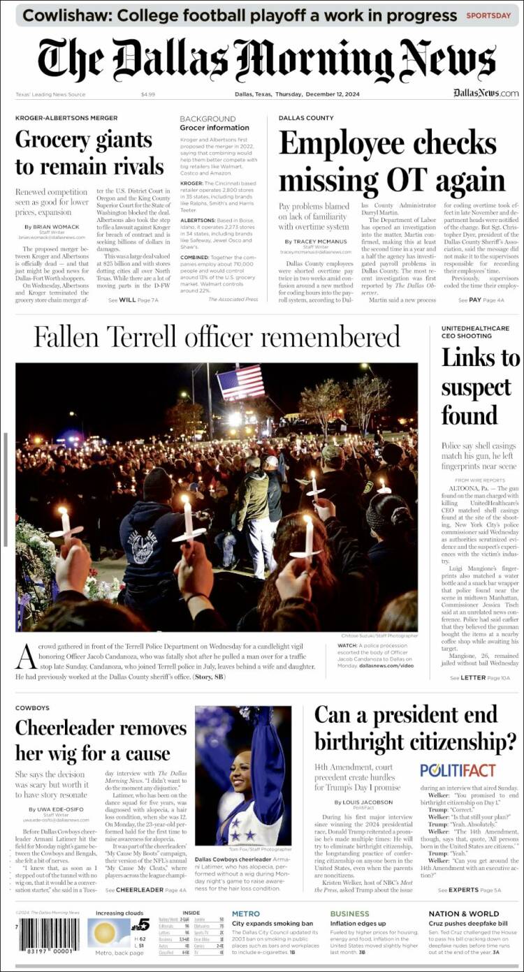 Portada de Dallas Morning News (USA)