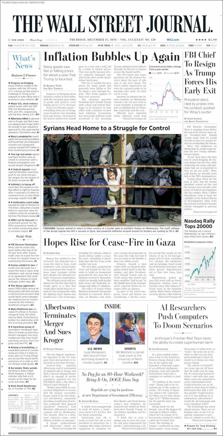 Portada de Wall Street Journal (USA)