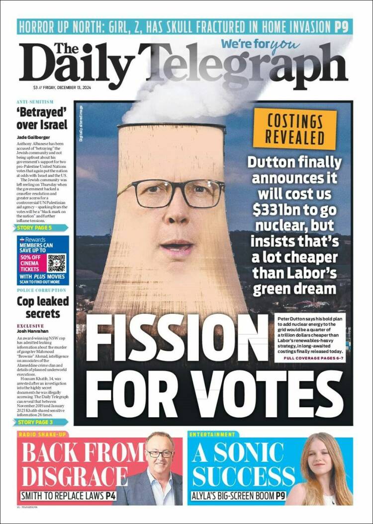 Portada de The Daily Telegraph (Australia)