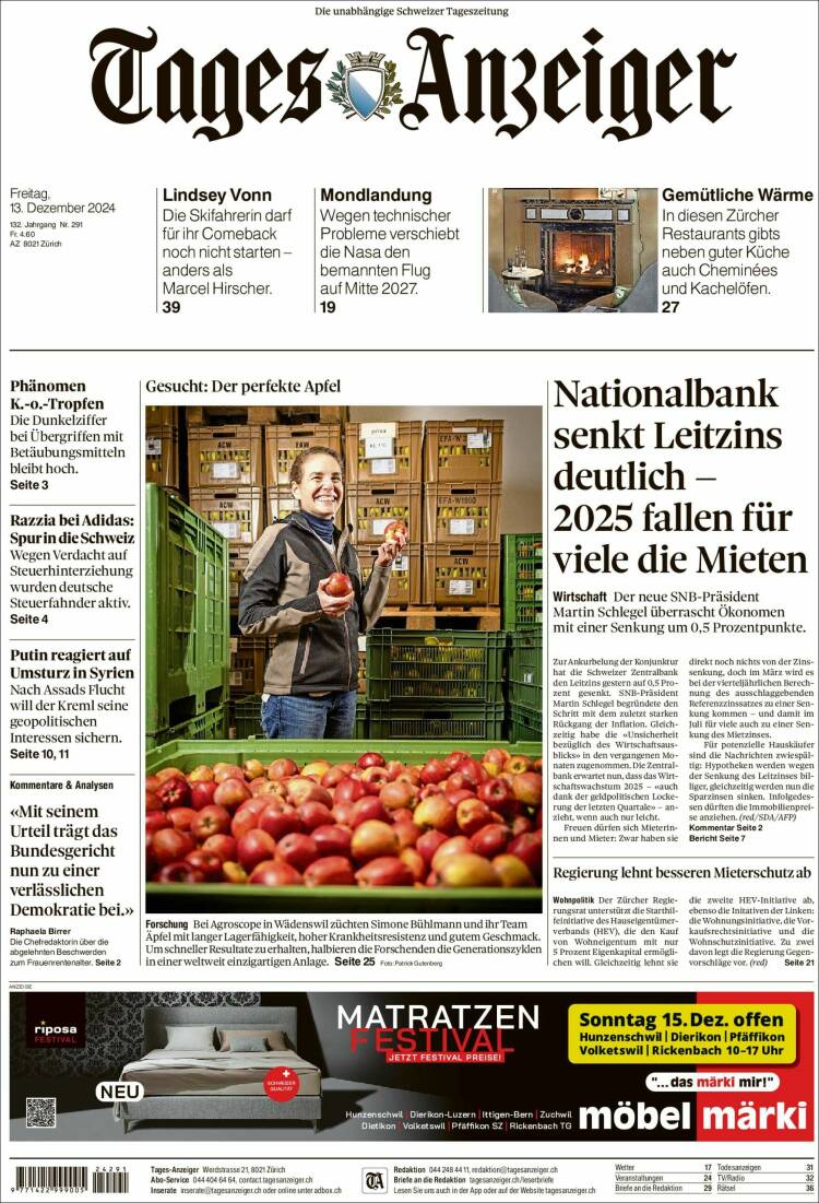 Portada de Tages-Anzeiger (Switzerland)