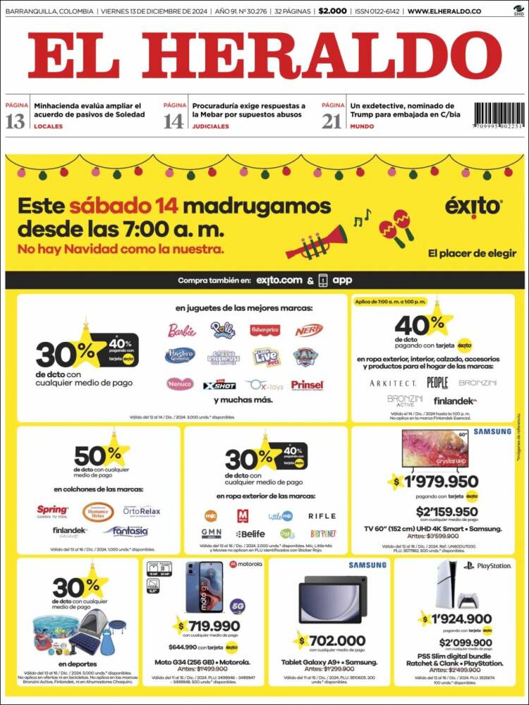 Portada de El Heraldo (Colombia)