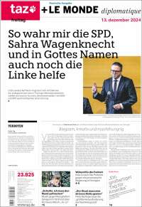 Portada de Die Tageszeitung (Alemania)