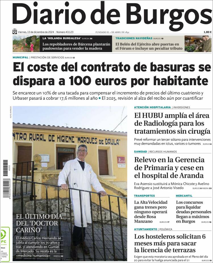 Portada de Diario de Burgos (España)