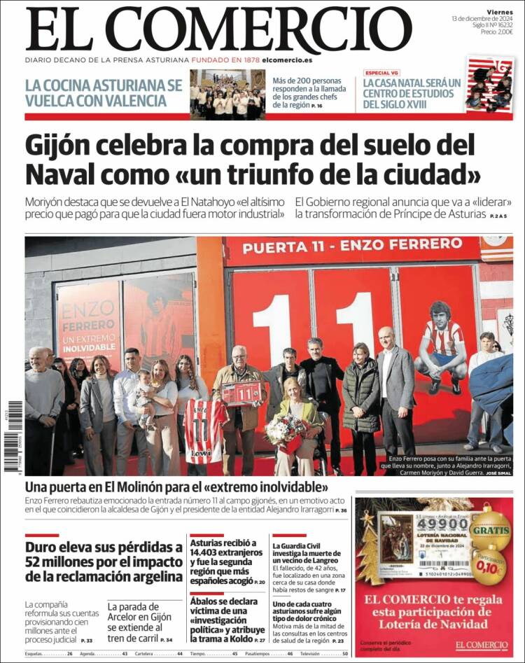 Portada de El Comercio - Gijón (España)