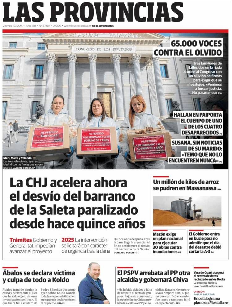 Portada de Las Provincias (España)