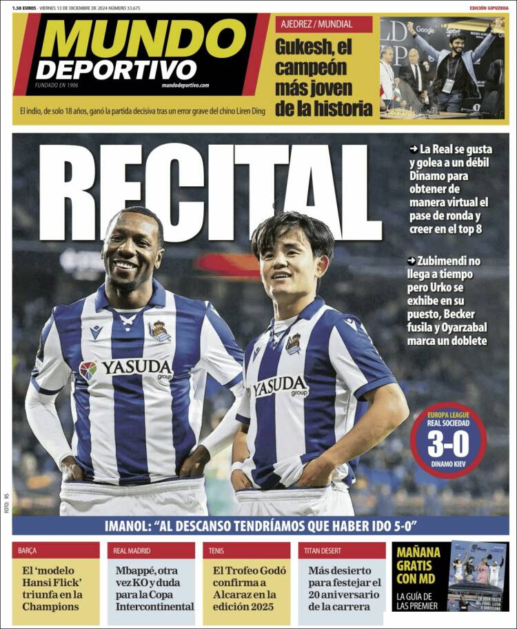 Portada de Mundo Deportivo Gipuzkoa (España)