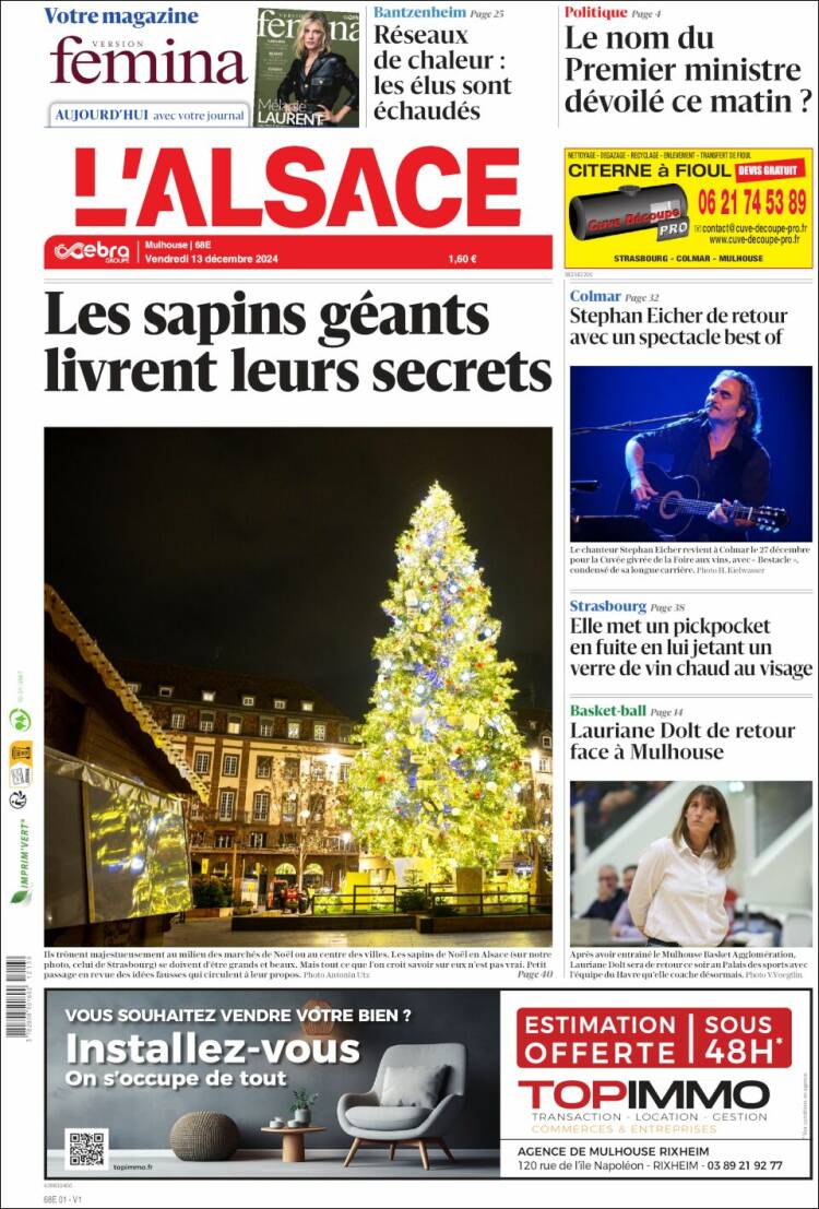 Portada de Journal L'Alsace (France)