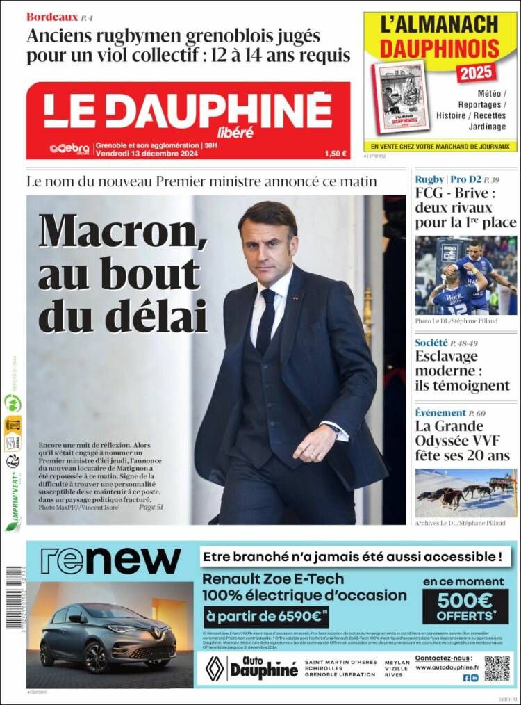 Portada de Le Dauphiné Libéré (France)