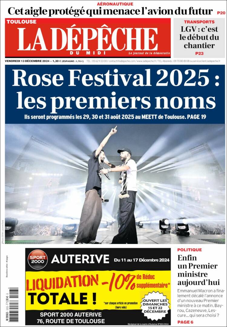 Portada de La Dépêche du Midi (France)