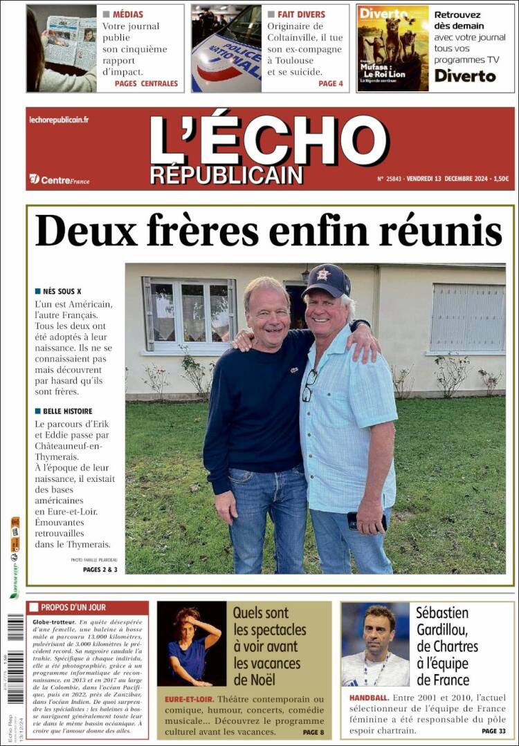 Portada de L'Echo Républicain (France)