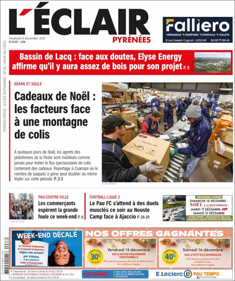 Portada de L'Eclair des Pyrénées (France)