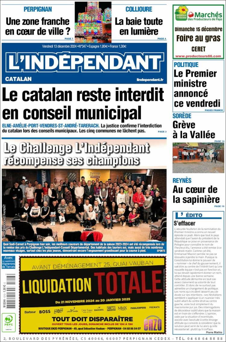 Portada de Le Indépendant (France)