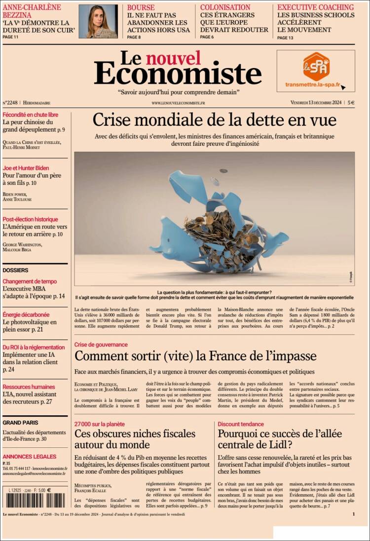 Portada de Le nouvel Economiste (Francia)