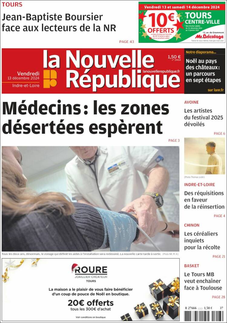 Portada de La Nouvelle Republique (France)
