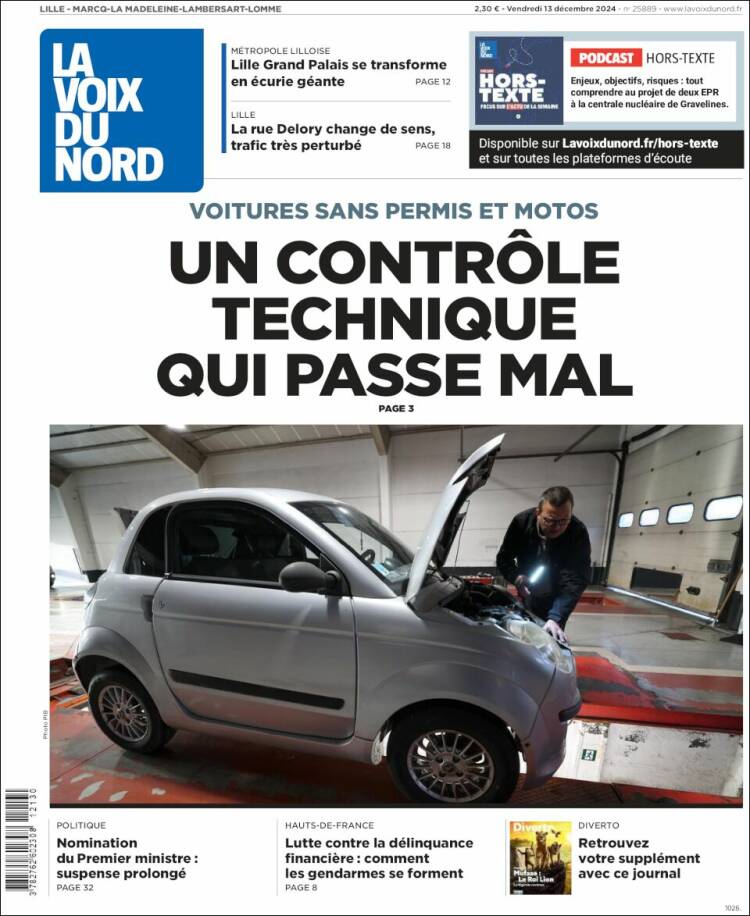 Portada de La Voix du Nord (France)