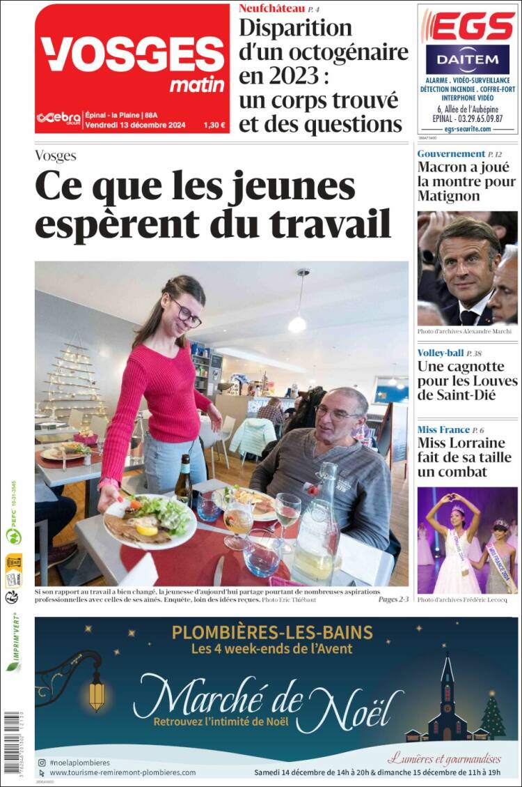 Portada de Vosges Matin (France)