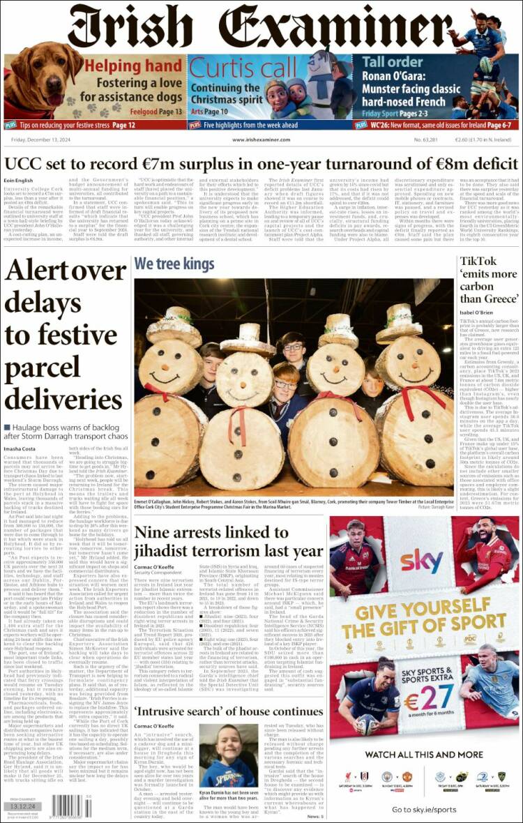 Portada de Irish Examiner (Ireland)