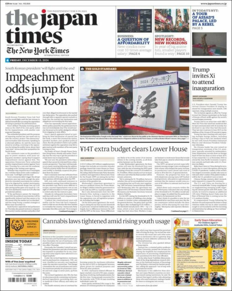 Portada de The Japan Times (Japan)