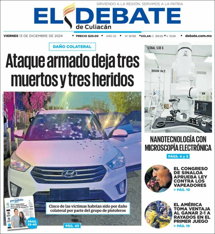 Portada de El Debate de Culiacán (México)