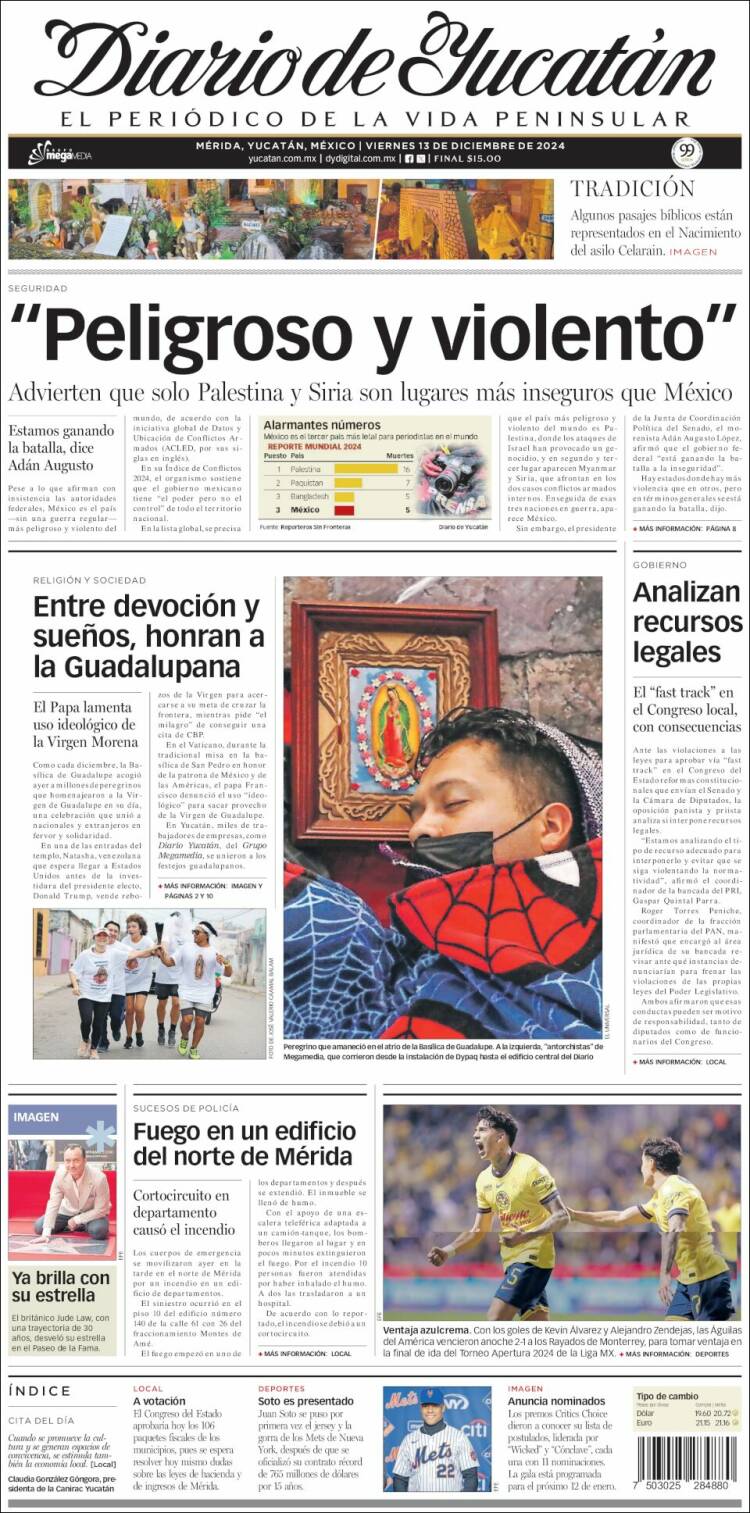 Portada de Diario de Yucatán (México)