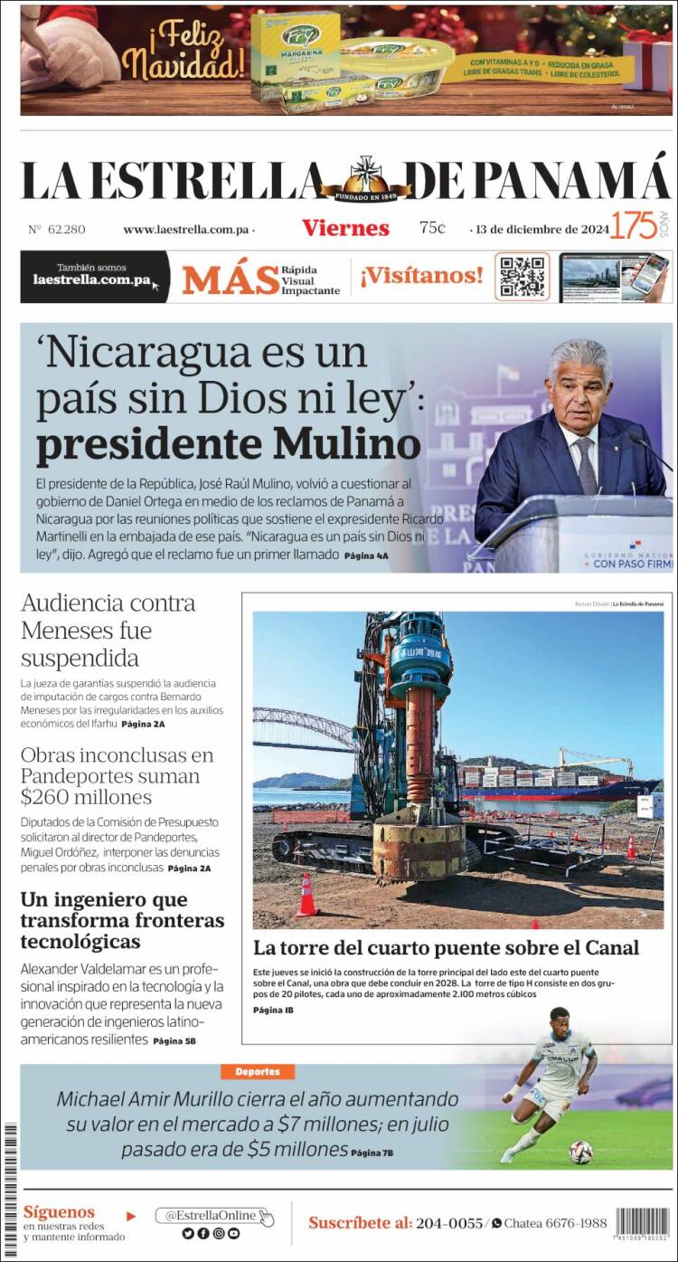 Portada de La Estrella de Panamá (Panama)