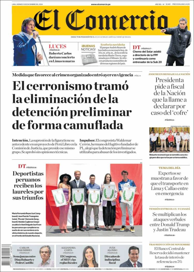 Portada de El Comercio (Peru)