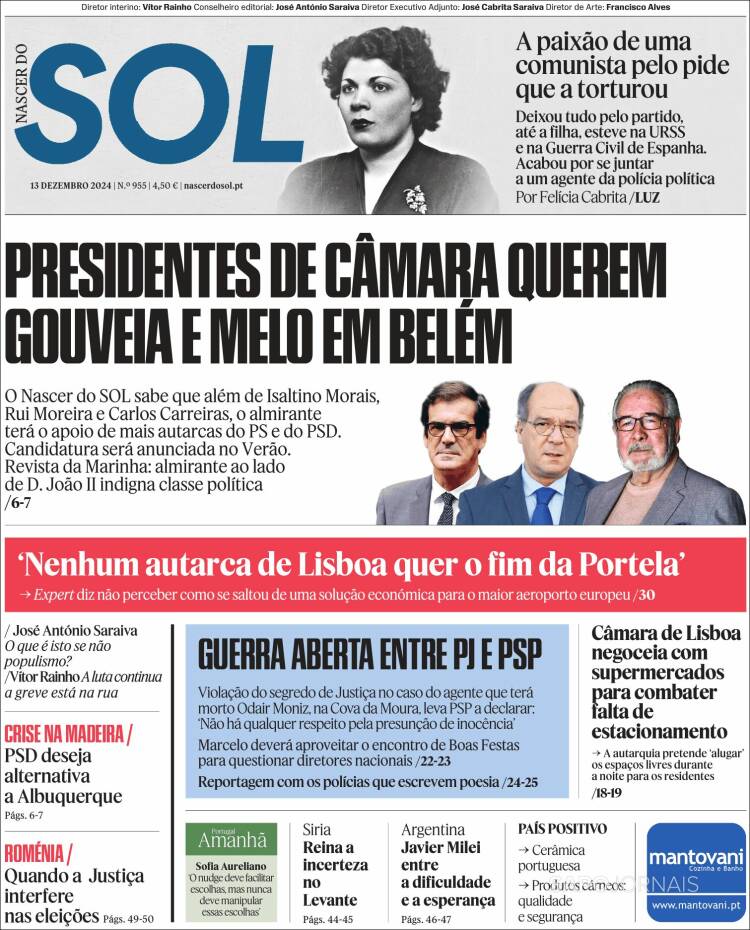Portada de Jornal Sol (Portugal)