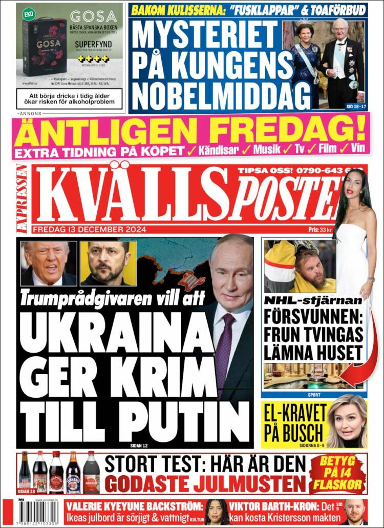 Portada de Kvällsposten (Sweden)