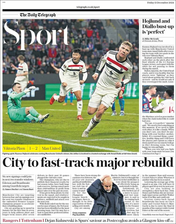 Portada de Telegraph Sport (Reino Unido)