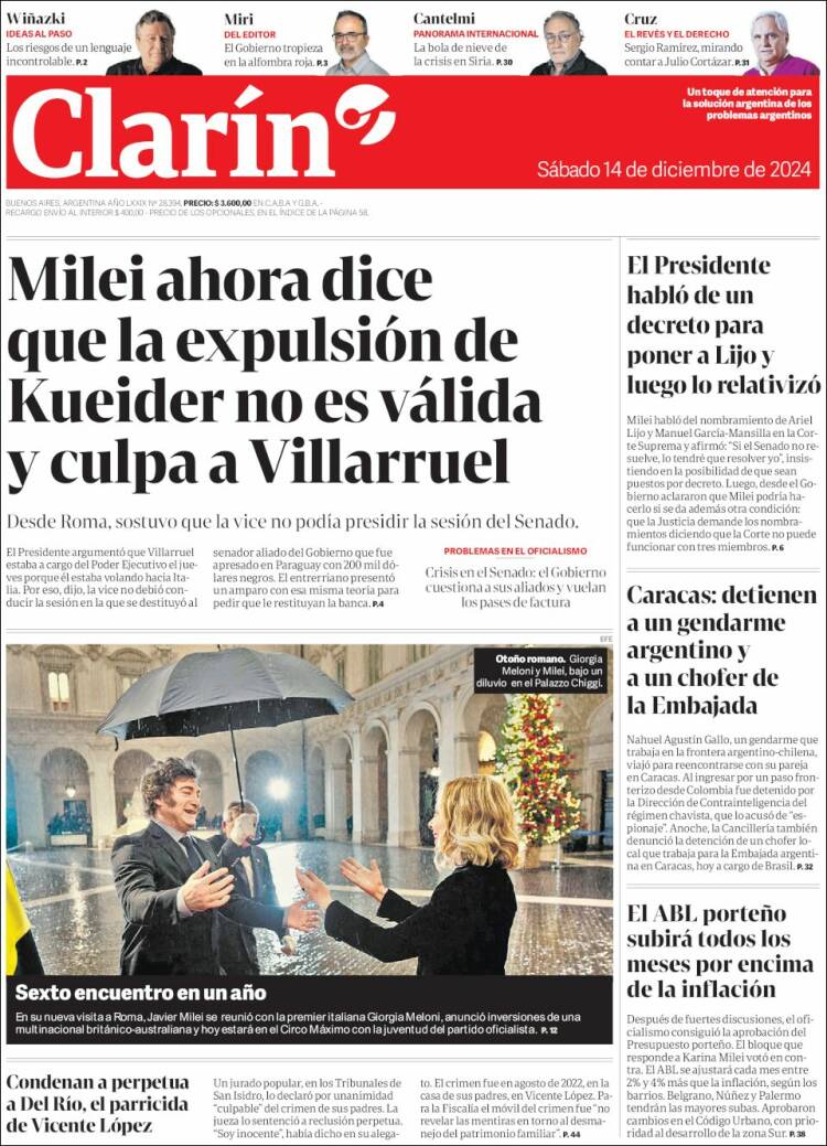 Portada de Clarín (Argentina)