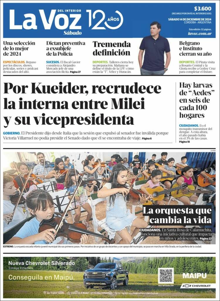 Portada de La Voz del Interior (Argentina)